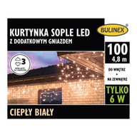 Bulinex cencúľ 100 LED vonkajší záves, 4,8 m, teplá biela