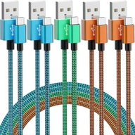 5X FAREBNÉ KÁBLE USB TYP C 5M pletané KÁBLE