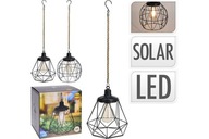 Solárny/LED kovový lampáš 31 cm, čierny mix