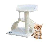 Škrabadlo pre mačky, Posteľ + Box, biela a béžová, 43 cm