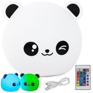 Detská nočná lampa panda rgb led usb diaľkový ovládač