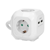 4-cestný predlžovací kábel 2P+Z (Schuko), 2xUSB, 1,4m