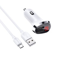 RÝCHLA nabíjačka do auta 2xUSB LCD + micro kábel