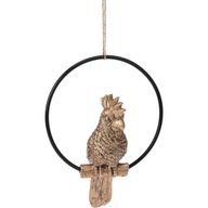 DEKORATÍVNA POSTAVIČKA, papagáj v kruhu, ZÁVESNÁ, výška 22,1 cm