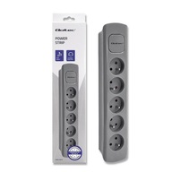 Qoltec Power strip | 5 zásuviek | 1,8 m | Šedá