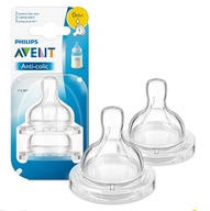 PHILIPS AVENT 2x ANTIKOLIKOVÝ cumlík SILIKÓNOVÝ 0M+ PRE NOVORODENCOV 0-6M 631/27