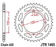 Oceľové zadné ozubené koleso JT JTR1465.47 47 zubov 420