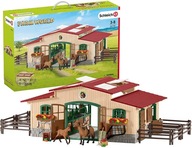 SCHLEICH 42195 Stajňa a kone, svetlá, príslušenstvo. NOVÝ