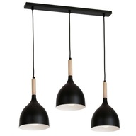 Trojitý kovový luster, čierne drevo, LOFT, 75 cm