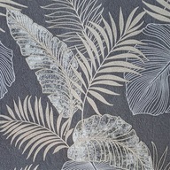 Tapeta na stenu do izby Gold Palm Leaves Grafit