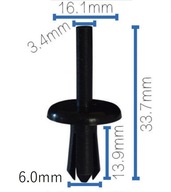 Hmoždinky univerzálne spony do auta 6mm