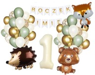 Nastavte personalizovaný banner s názvom One Year Old Forest Animals