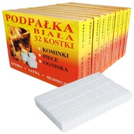 Podpaľovač, podpaľovač, na grilovanie, krb, piecka, vatra, biely, 32 kociek, 10 bal.