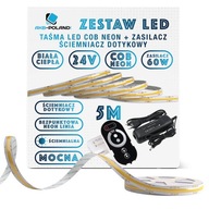 24V SET LED COB WARM 5M pásik + DOTYKOVÉ DIAĽK