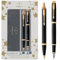 Písacia súprava Parker IM plniace pero + IM guľôčkové pero čierno-zlaté