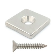 SET: NEODYMIOVÝ MAGNET 18x18x3mm otvor 8/4 skrutk