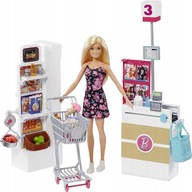 Bábika Barbie Súprava Supermarket obchod + bábika a doplnky FRP01