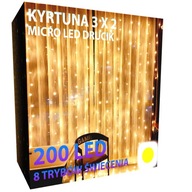 MIKRO LED ZÁCLONA 3 X 2 DRÔTOVÉ SVETLO NA DIAĽKOVÉ OVLÁDANIE TEPLÁ