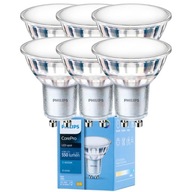 6x GU10 LED žiarovka 4,9W = 50W 550lm 6500K Studená 120° PHILIPS