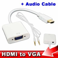 PREVODNÍK Z HDMI NA VGA BIELE + AUDIO + KÁBEL