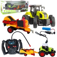 VEĽKÝ OVLÁDANÝ TRAKTOR S RC STROJNÝM TRAKTOROM 37cm Batéria USB nabíjanie