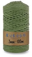 Točená bavlnená šnúra Macrame Ecological EKO Khaki 100m 3mm