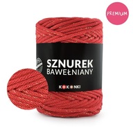 PREMIUM Bavlnená šnúrka LUREX 5mm / rolka 100m červená + zlatá LUREX