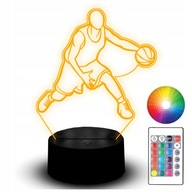 Soška LED Night Light RGB 3D gravírovanie Basketbalový hráč Basketbal