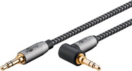 Kábel AUX audio jack, 3,5 mm stereo, lomený, 1 m, sivá farba Sharkskin