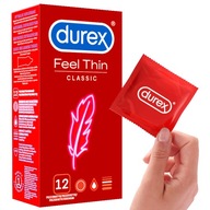 Kondómy Durex FEEL THIN CLASSIC, super tenké a nasadené, 12 ks.