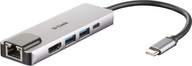 Hub splitter 5v1 2xUSB 3.0 +USB-C +HDMI +RJ-45