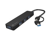 Natec Hub USB-C 4 porty Mayfly black + US adaptér