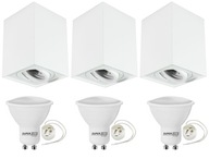 Sada 3x svietidla GU10 prisadené + LED GU10 5W