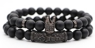 2 BALENIE Royal Men's Crown Beads Náramok s kubickými zirkónmi