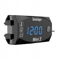 3-v-1 Motocyklové LED hodiny Teplomer Voltmeter