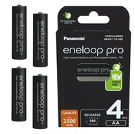 Výkonné AA batérie 2500mAh Ni-MH 1,2V Panasonic Eneloop PRO Blister 4 ks