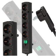 Power Strip 4 zásuvky 2m kábel s PLOCHOU ZÁSTRČKOU pre stiesnené priestory