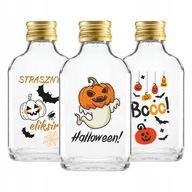 10 KS SKLENENÉ FĽAŠE HALLOWEEN POTLAČ SCARFY FUNNY 100 ml PRSNÉ ČIAPKY