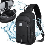 Malý pánsky batoh na jedno rameno Crossbody taška Waterproof Black USB