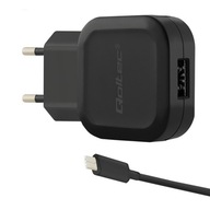 Qoltec 12W nástenná nabíjačka | 5V | 2,4A | Kábel USB + USB typu C