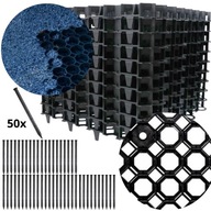 10x PARKOVACIA MRIEŽKA TRÁVNIK GEOCRAT ČIERNA 50x50x4 CM + 50 ks kotiev