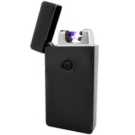 USB plazmový zapaľovač, čierny, lesklý kov