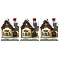 3x Resin Delicate Christmas Village