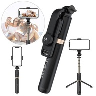 Selfie Stick, teleskopický statív + Bluetooth diaľkové ovládanie, čierna