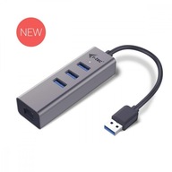 Kovový 3-portový HUB USB 3.0 s adaptérom Gigabit Ethernet