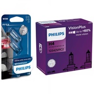 ŽIAROVKY PHILIPS H4 +60% + W5W WHITE VISION 4300K