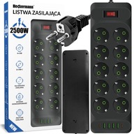 PREdlžovací kábel POWER STRIP 2500W S QC3.0 6x USB