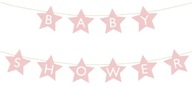 Banner s nápisom baby shower, svetloružové hviezdy 29