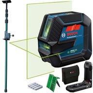 BOSCH Zelený krížový čiarový laser GLL 2-15 G + Pole