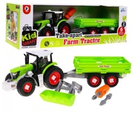 Odnímateľný traktor s prívesom pre deti 3+ Skrutkovač + Skrutkovač + Tlačidlo